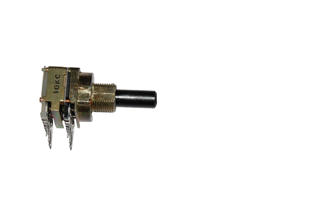 Potentiometer 12 mm. 1x10kA/1x10kC (linear/reverse log) 10300363