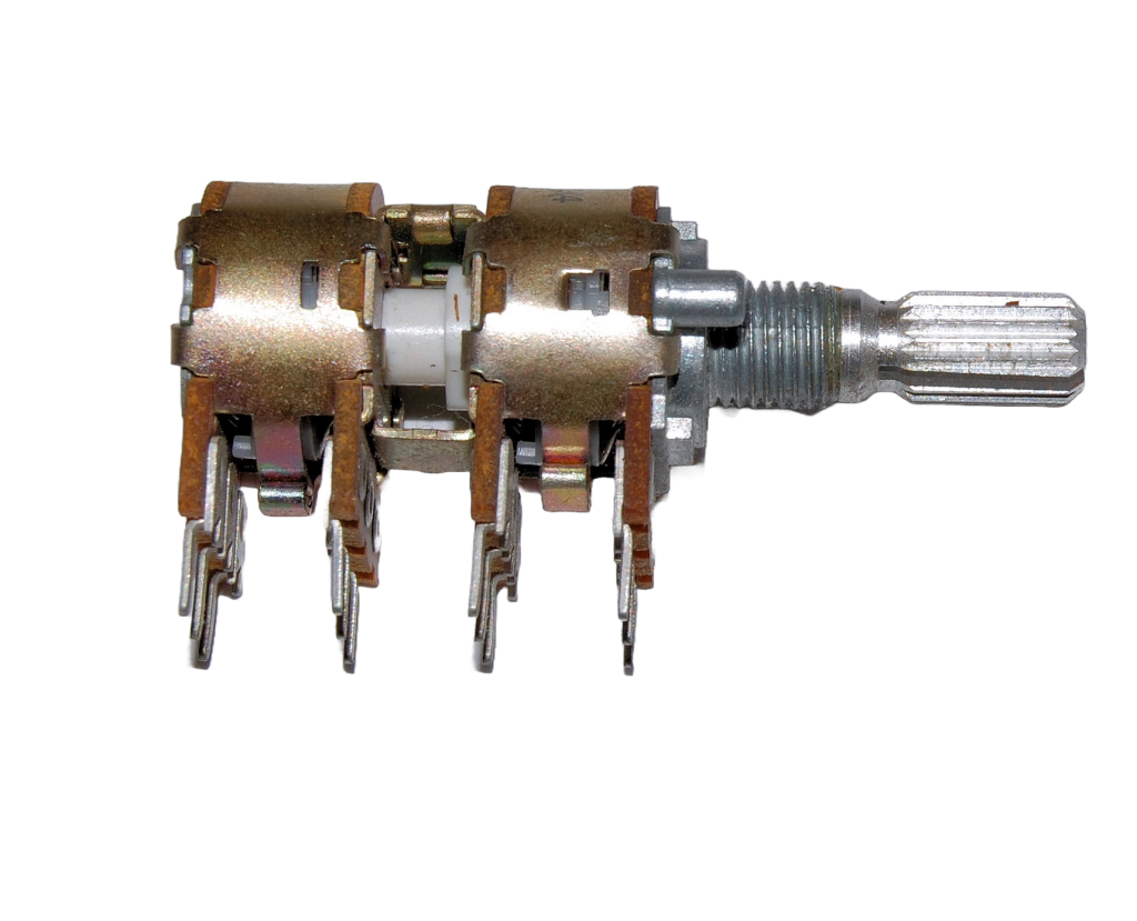 Potentiometer 16 mm. 4x100kC (quad) reverse log