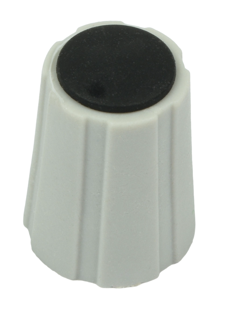 Knob D&R Grey with Grey cap splined 6mm shaft 18 teeth
